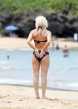 Elisha Cuthbert in small blue bikini at the beach in Maui in Hawai